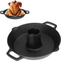 Cast Iron Chicken Roaster, Vertical Beer Can Chicken Holder with Drip Pan, Pre-Seasoned Poultry Roaster for Grill, Cast Iron Roast Turkey Stand, Roasting Pan & BBQ Grilling Accessories
