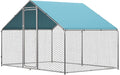 LOVMOR Large Chicken Coop Metal Chicken Run for 6 Chickens,Dog Kennel Quail Cage Duck House with Waterproof and Anti-UV Cover Lockable Door Design(9.8'Lx6.6'Wx6.4'H)