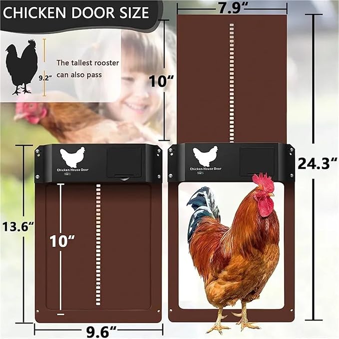 Solar Automatic Chicken Coop Door Light Sensor Auto Day Night Switch Poultry House Waterproof Electric Door Farm Smart Supplies(Yellow)