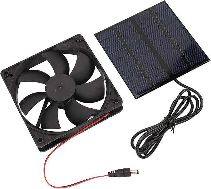 Solar Powered Portable Exhaust Fan Efficiently Vents Hot Air for Chicken Coop, 9V 12W Sunlight Power Panel Kitchen Attic Ventilation