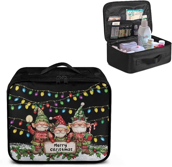 Rnyleeg Christmas First Aid Kit for Home Empty First Aid Bag Car Medical Kit Easy To Store Portable Emergency Medical Trauma Bag Cute Gnome