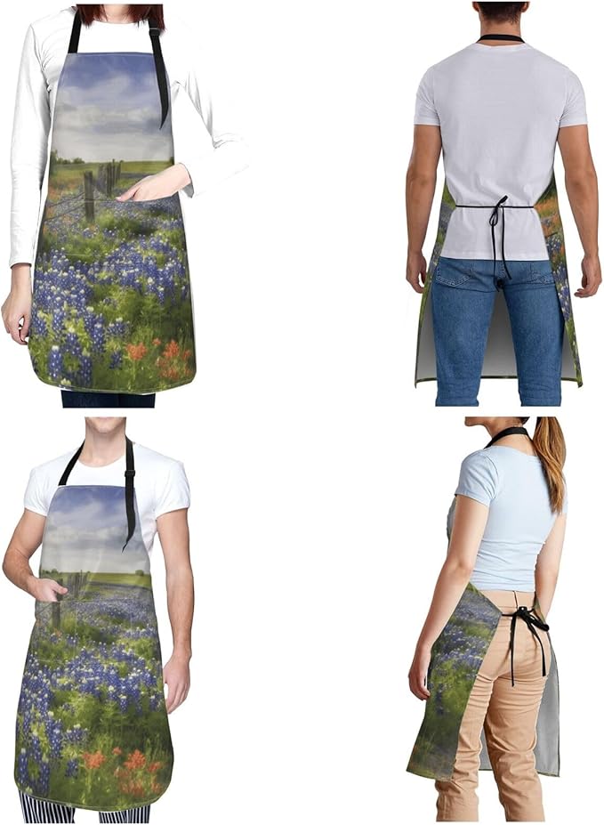 Aprons for Women with Pockets Waterproof Apron Adjustable Bib Turquoise Blue Gold Marble Apron Chef Apron