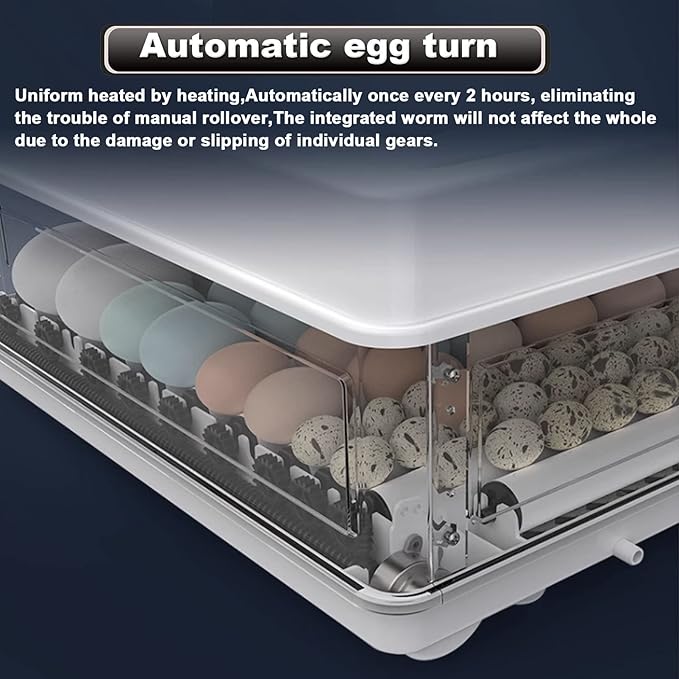 Automatic Egg Incubator Brooding Machine Chicken Incubator Home Incubator Controller Farm 64-128 Egg Incubator with Automatic Temperature/Humidity Control,128,98