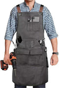 Adjustable Kitchen Apron Set With Pockets, Heavy Duty Cooking Apron for Men and Women, Black/Grey