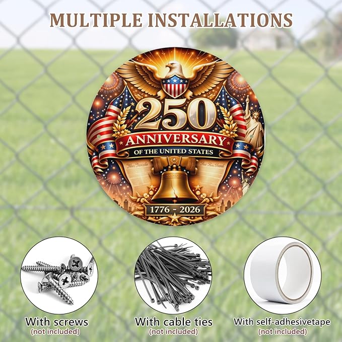 United States 250th Anniversary Round Metal Signs, Patriotic Eagle Home Decor Wall Signs, 1776-2026 America 250th Decorative Wall Signs, Gift for US Citizens
