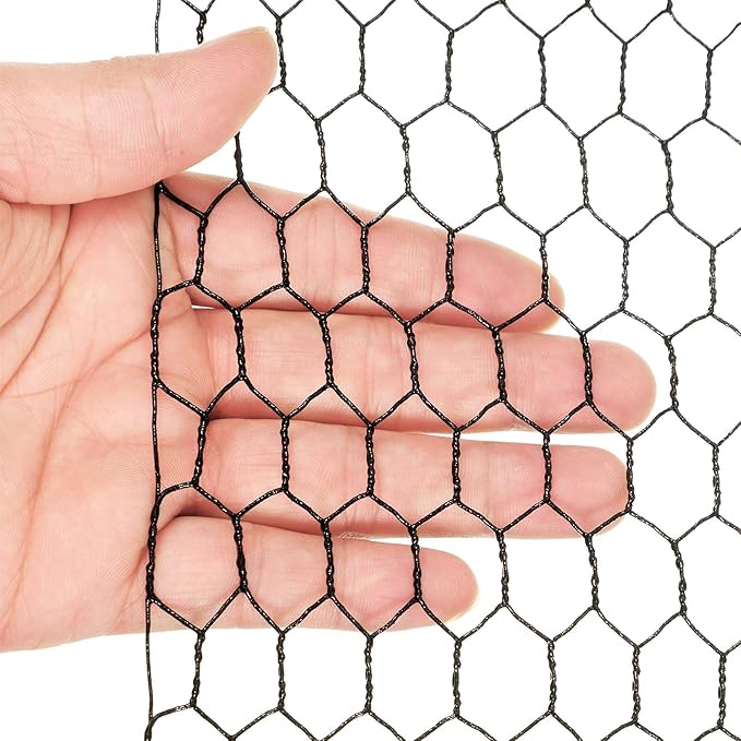 SATINIOR 2 Sheets Chicken Wire Net for Craft Work, Galvanized Hexagonal Wire Mesh (Black,13.7 x 80 Inches)