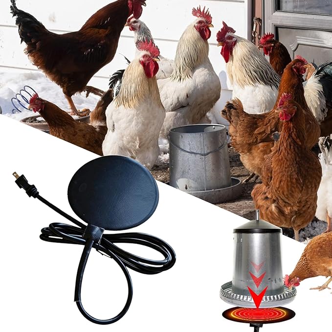 Chicken Water Heater - Cold Weather Drinking Equipment, Heated Chicken Waterer for Winter, Farm Coop Accessories for Ducks Roosters Turkeys Pigeons Quail and Other Birds, Poultry Care Tool