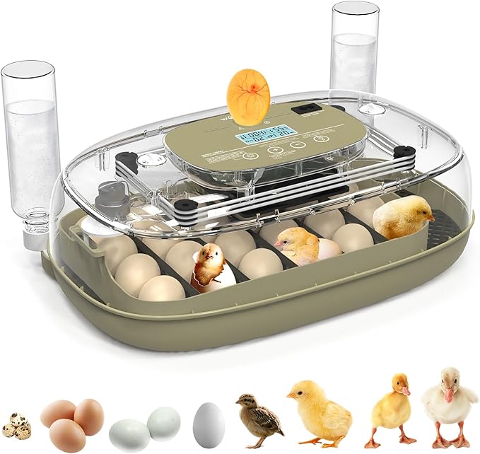24 Egg Incubators for Hatching,Automatic Egg Turning and Temperature Control Humidity Display,Hatch Day,Automatic Water Refill,360° Viewing for Chicken Quail Duck