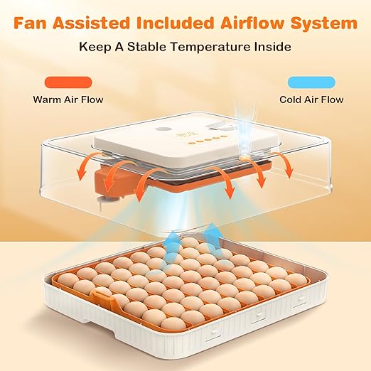 56 Egg Incubator for Hatching Chicken, Egg Incubator with Automatic Egg Turning and Humidity Temperature Control, Egg Candler, Chicken Incubator for Ducks/Quail/Goose Farm House lab Class