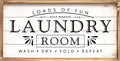 Large Laundry Sign for Laundry Decor, Loads of Fun Laundry Room Wooden Sign, 24 x 12 Inches Wood Framed Farmhouse Laundry Room Wall Decor