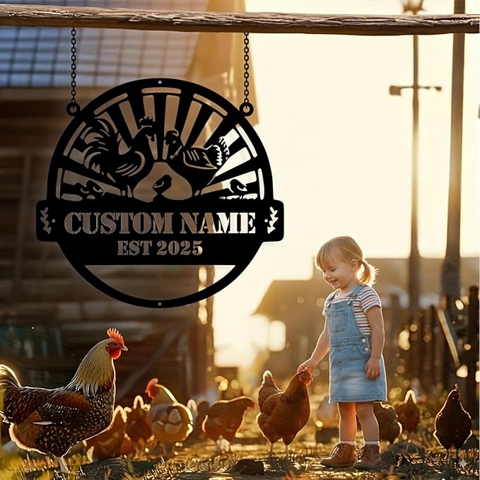 Custom Chicken Coop Metal Sign, Personalized Chicken Coop Sign for Outside, Custom Metal Hen House Farm Signs, Chickens Hen House Farmhouse Wall Art Decor