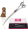 Kenchii Love Dog Grooming Scissors, 9 Inch Curved Shears, Dog Scissors for Grooming, Professional Pet Grooming Scissors, Ergonomic & Comfortable