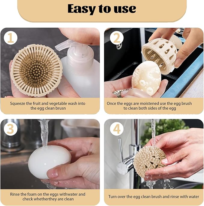Silicone Egg Cleaning Brush, Egg Scrubber for Fresh Eggs, Reusable Egg Cleaner, Spinning Egg Washer, Cleaning Tools for Duck Egg Goose Egg, Multipurpose Scrubber Tool for Potatoes Vegetables Fruits