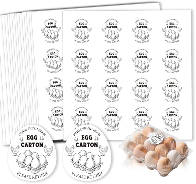 320 Pcs Farm Fresh Egg Carton Labels, 2 Inch Please Return Egg Carton Stickers Waterproof Self-Adhesive Egg Packaging Stickers for Box Container Carton Farm Supplies