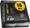 PROTARP Extra Heavy Duty 16 Mil Tarp Cover, Waterproof, UV Resistant, Rip and Tear Proof, Poly Tarpaulin with Reinforced Edges for Roof, Camping, Patio, Pool, Boat. (Black 8′ X 10′)