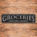 Retro Tin Sign Groceries & Dry Goods Wall Decor - 16"x4"for Bar, Restaurant, Aesthetic Room Decor, Festival, Party, Holiday Supplies"