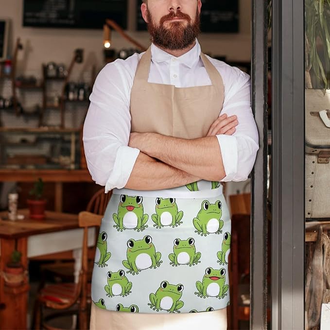 Server Apron with 3 Pockets Waist Waiter Waitress Half Apron Short Aprons