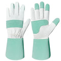 Gardening Gloves, Long Thorn Proof Garden Gloves for Women and Men, Goatskin Breathable Leather Work Gloves for Gardening, Pruning, Yard Work, Turquoise, M