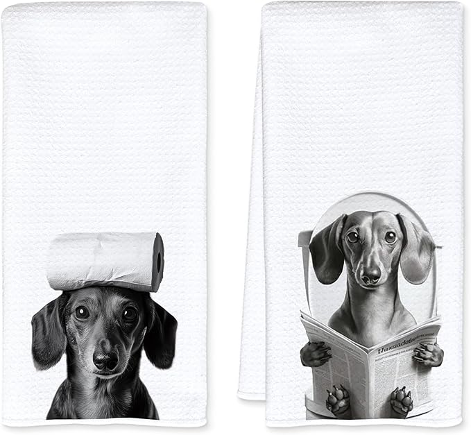 Dachshund Gifts Bathroom Hand Towels, Weiner Dog Gifts for Women Hand Towels for Bathroom, Gifts for Dachshund Lovers, Weiner Dog Decor, 16x24 Inch Set of 2