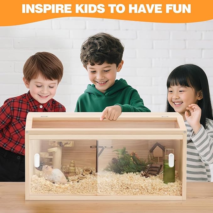 Brooder Box for Chicks(32x16x16 Inches) with Heating Plate Brooder Heater for Chick Brooder with Sliding Door Indoor Accommodates Up to 15 Chicks - Ideal for Chickens Ducks Quails Hamsters(Wooden)