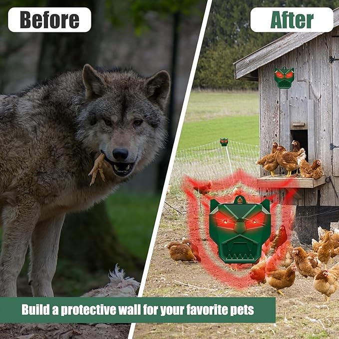 Eyourlife 4Pcs Green Predator Lights for Chicken coop,Solar Predator Deterrent Flashing Lights,Night Guard Predator Light Suitable for Yard and Chicken Coop to Stop Coyote Fox Raccoon Skunk