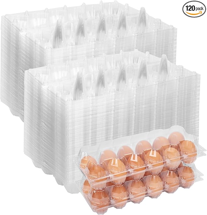 120 Pack Egg Cartons Cheap Bulk 12 Count Egg Containers for Chicken Eggs, One Dozen Empty Egg Cartons for Home Ranch Chicken Farm, Commercial Business Market Display, 2x6 Grids