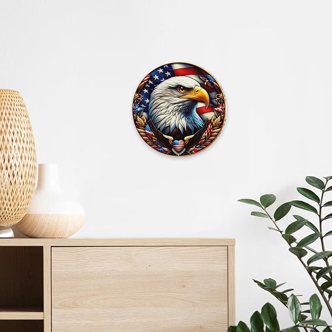 United States 250th Anniversary Round Metal Signs, Patriotic Eagle Home Decor Wall Signs, 1776-2026 America 250th Decorative Wall Signs, Gift for US Citizens