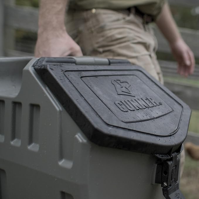 GUNNER 50 lbs Dog Food Storage Container - Waterproof & Airtight Pet Food Bin - Multi-Purpose Container for Dry Food, Corn, Chicken Feed, Treats, Bird Seed, & More - Gunmetal