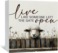 Sheep Decor Signs - Farmhouse Live Like Someone Left The Gate Open Sign, Farm Easter Sheep Decor For Home Office Badroom