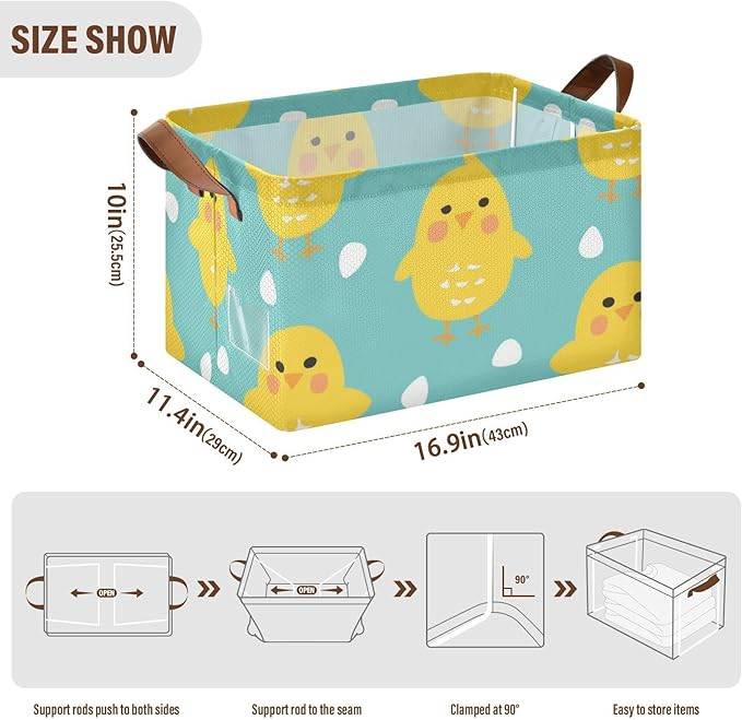 SUABO Storage Baskets for Shelves, Chickens Closet Organizers and Storage Bins with Handles, 1 Pack