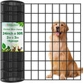 Amagabeli Black PVC Coated Welded Wire Fence 2 Inch x 3 Inch 24inch x 50ft 16 Gauge Chicken Wire Mesh Roll Metal Garden Border Fencing for Yard Vegetable Plant Protection Poultry Netting Dog Rabbit