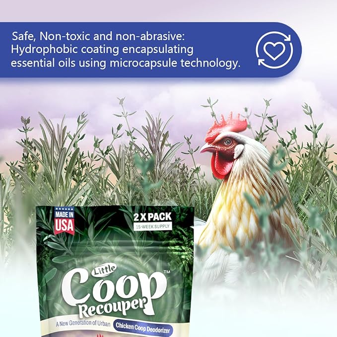 Little Coop Recouper | a New Generation Of Urban Chicken Coop Deodorizer | Unique Slow Release Formula | Natural Fresh Scent | Up to 15 Weeks Supply | 4x0.5oz (Rosemary & Thyme)