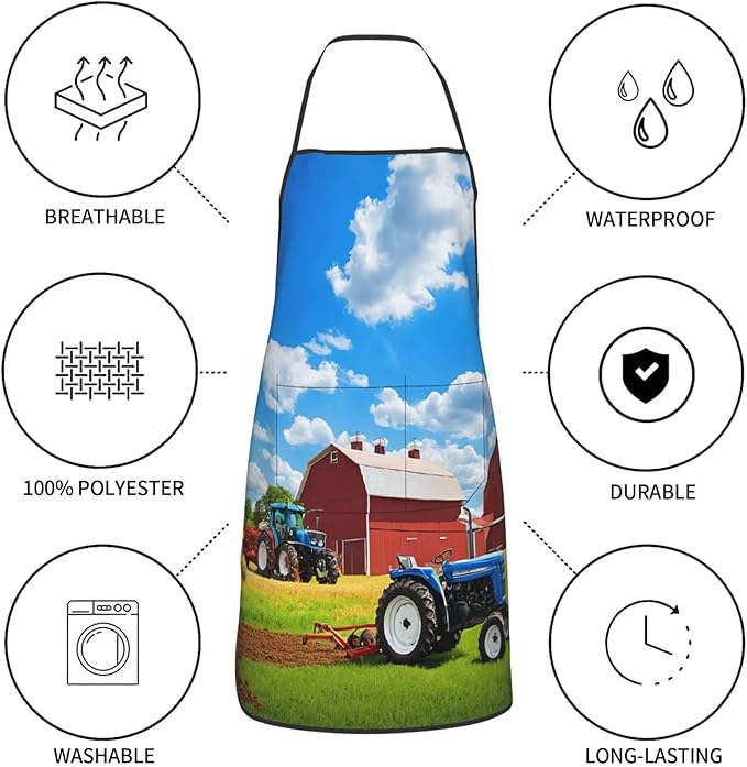 Premium Soft Water-Resistant Apron For Cooking, Gardening, Bbq, Company Farm Tractor Aprons For Men Women, Unisex Adjustable Waist Work Bib Chef Apron For Kitchen, Cafe, With Pocket