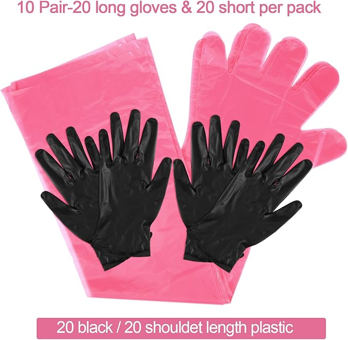 Honeydak 20-Pair Field Dressing Gloves - Deer Gutting & Processing, Includes Nitrile & Disposable Arm Gloves, Pink & Hunting Cleaning Accessories
