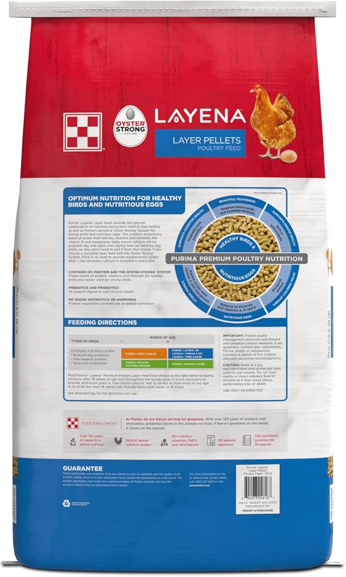 Purina, Layena Pellets, Chicken Feed for Laying Hens, 25 lbs