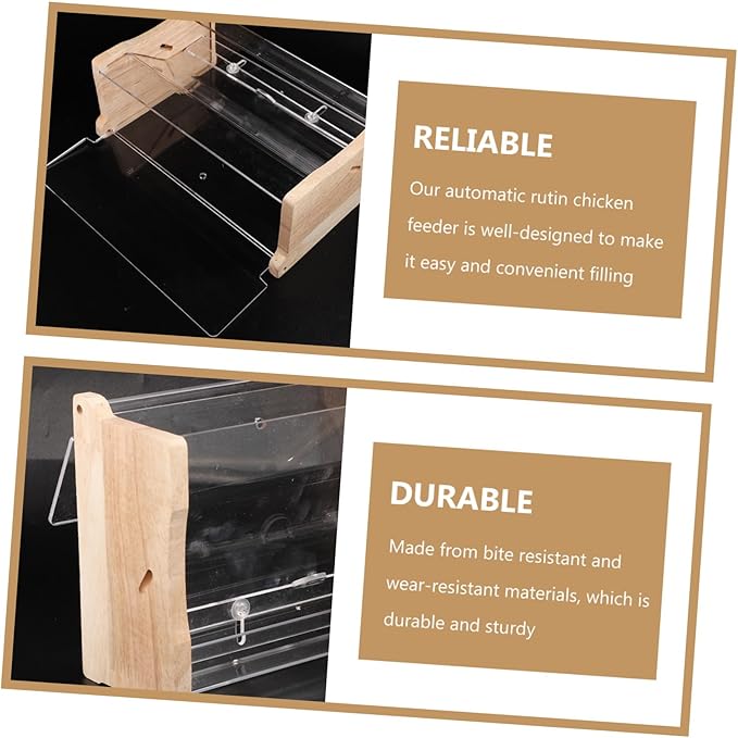 VANZACK Rutin Automatic Poultry Food Feeder Transparent Multi Use Chicken Feeding Box for Parrots and Birds Easy Installation for Home and Professional Use