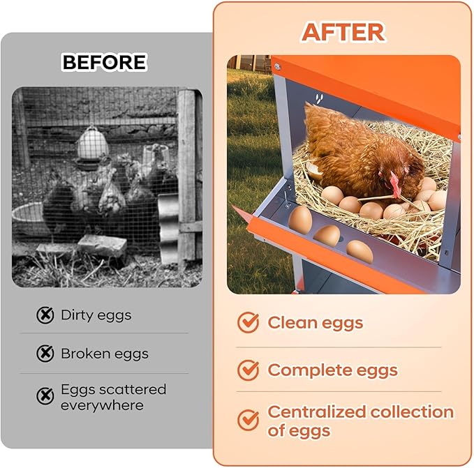 Chicken Nesting Box, 6/8/10 Compartment Metal Nesting Box,Wall Mount Chicken Nesting Boxes for Laying Eggs,Easy Egg Collection,6 Room Nest Boxes for Chickens