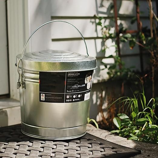 Galvanized Steel Locking Lid Storage Can, 6-Gallon
