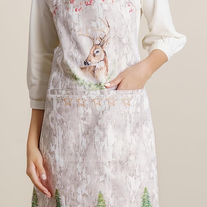 Maison d' Hermine 100% Cotton Apron for women with Pocket Kitchen Chef Apron for Men Cooking Easter Decorations