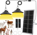Solar Chicken Coop Shed Light with Time, Rechargeable Solar Hanging Ceiling Pendant Light Waterproof 13.1ft Cord, for Barn Greenhouse Gazebo Patio Poultry Pen Pet House(Black,10w)