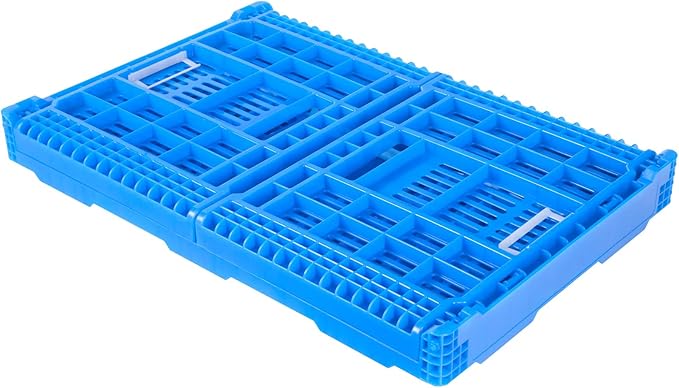 Restaurantware Plastic Milk Crates for Storage - 10 Pack - Cater Tek Stackable Storage Buns for Organizing - Collapsible Storage Basket for Groceries, Home Supplies, Blue