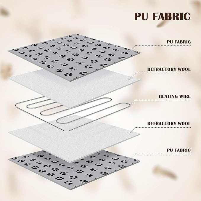 Heating Pad for Chicken Coop Rabbit Heater 110v Power 20w Electric Heated Mat Heated Bed Adjustable Pad Outdoor for Small Pet Cat Dog Guinea Pig Blankets Warming Bed Mats with Chew Resistant Cord
