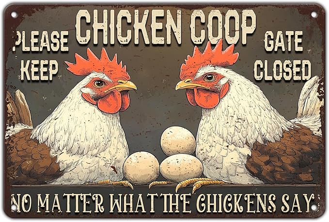 Funny Chicken Signs Chicken Coop Please Keep Gate Closed No Matter What The Chickens Say Aluminium Sign Home Ktichen Farm Metal Chicken Signs Decor 12x8 Inch Chicken Metal Tin Signs Poster