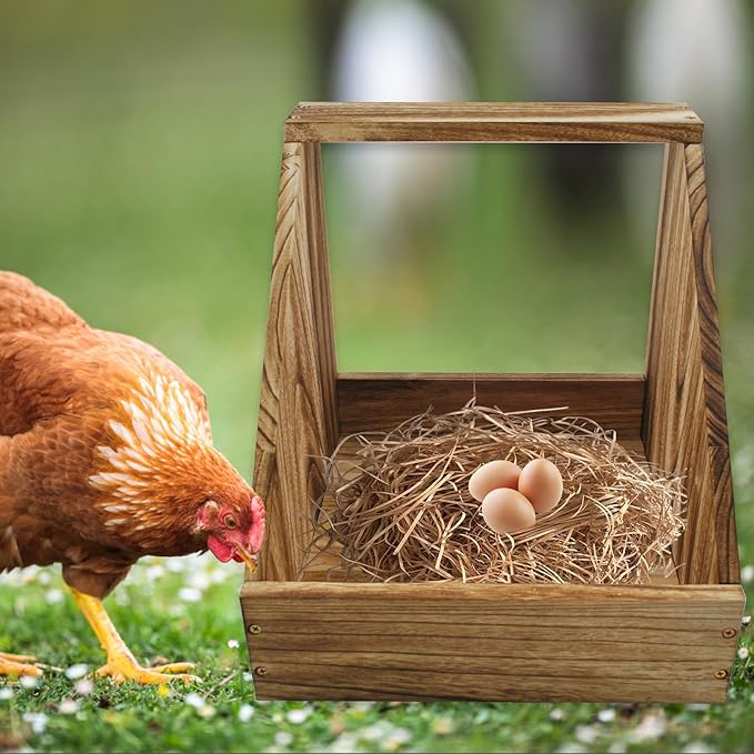 kathson Chicken Nesting Box,Wood Chickens Coop Nesting Boxes Single Compartment Hen Nesting Box Big Duty Laying Nest Boxes for Hens Ducks and Poultry(1 Pcs,No Perch)