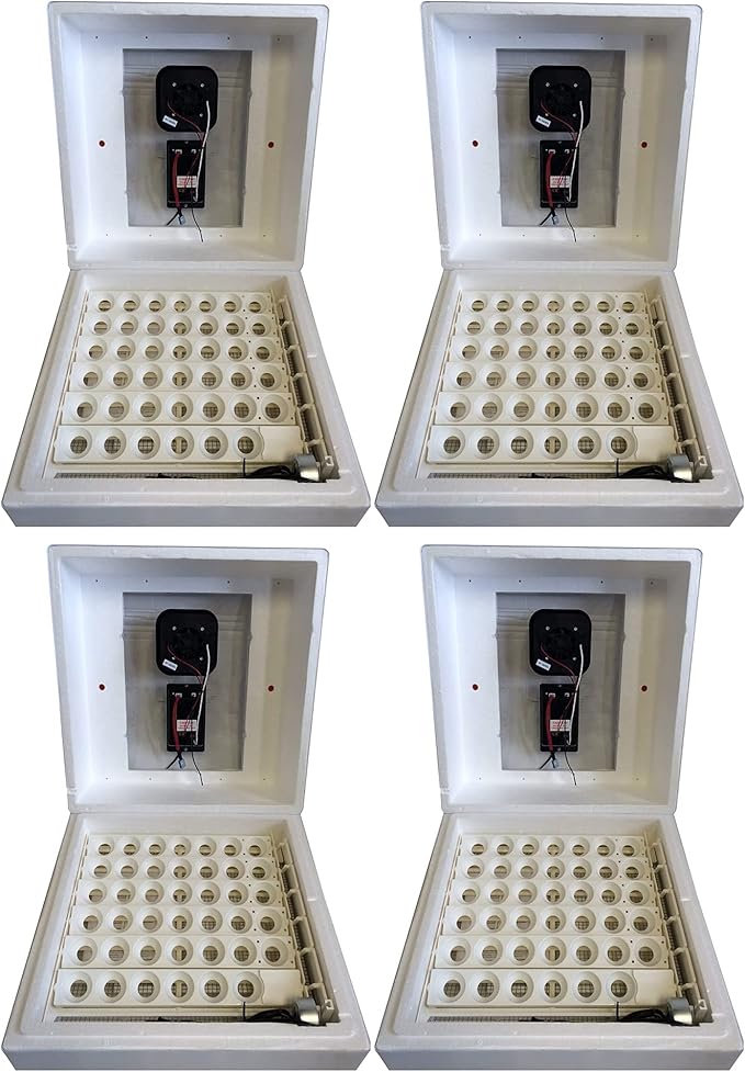 Farm Innovators 2450 Heated Digital Circulated Air Incubator with Automatic Egg Turner for Improved Egg Hatching of Up To 41 Eggs, White (4 Pack)
