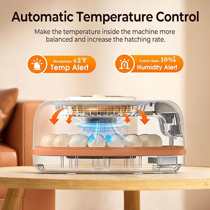 Incubators for Hatching Eggs, Smart Voice Control, 26 Eggs Incubator with Automatic Egg Turning and Humidity Control, LED Egg Candler, Incubation Days Display, for Chicken, Duck, Goose, Bird Eggs
