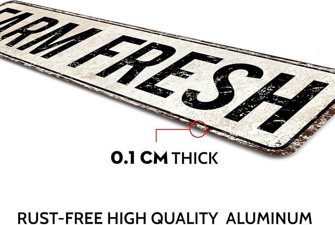 Fresh Fresh Unique Metal Tin Sign, Barn Sign, Farmer Sign, Eggs Sign, Chicken Coop Décor, Farm Fresh Sign, Business Sign, 4-Inch by 16-Inch Sign