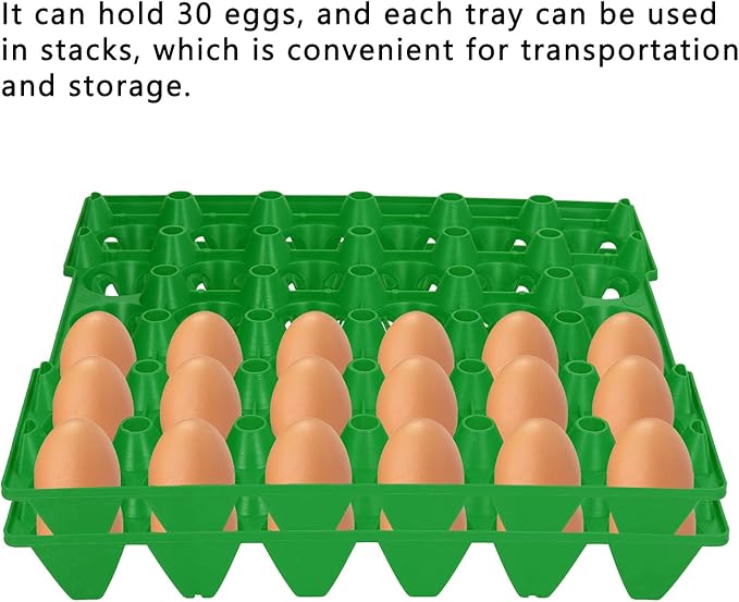 TOPINCN 5PCS Plastic Egg Tray, 30 Cell Egg Crates Holder Flats with Sturdy Stackable Design for Storage Transportation Home Farm Supplies (Green)