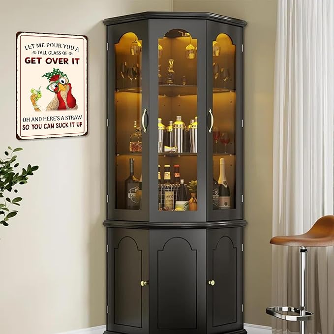 Funny Chicken Gifts Let Me Pour You A Tall Glass of Get Over It Tin Signs for Chicken Lover Gifts-Funny Chicken Signs Chicken Coop Accessories for Home Bar Farm Kitchen Basement Decor,8x12inch