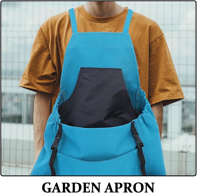 TOYANDONA Gardening Apron with Adjustable Quick Release Harvest Picking Pocket, Oxford Cloth Fruit and Vegetable Storage Pouch for Outdoor Garden Use, Green Egg Collecting Apron
